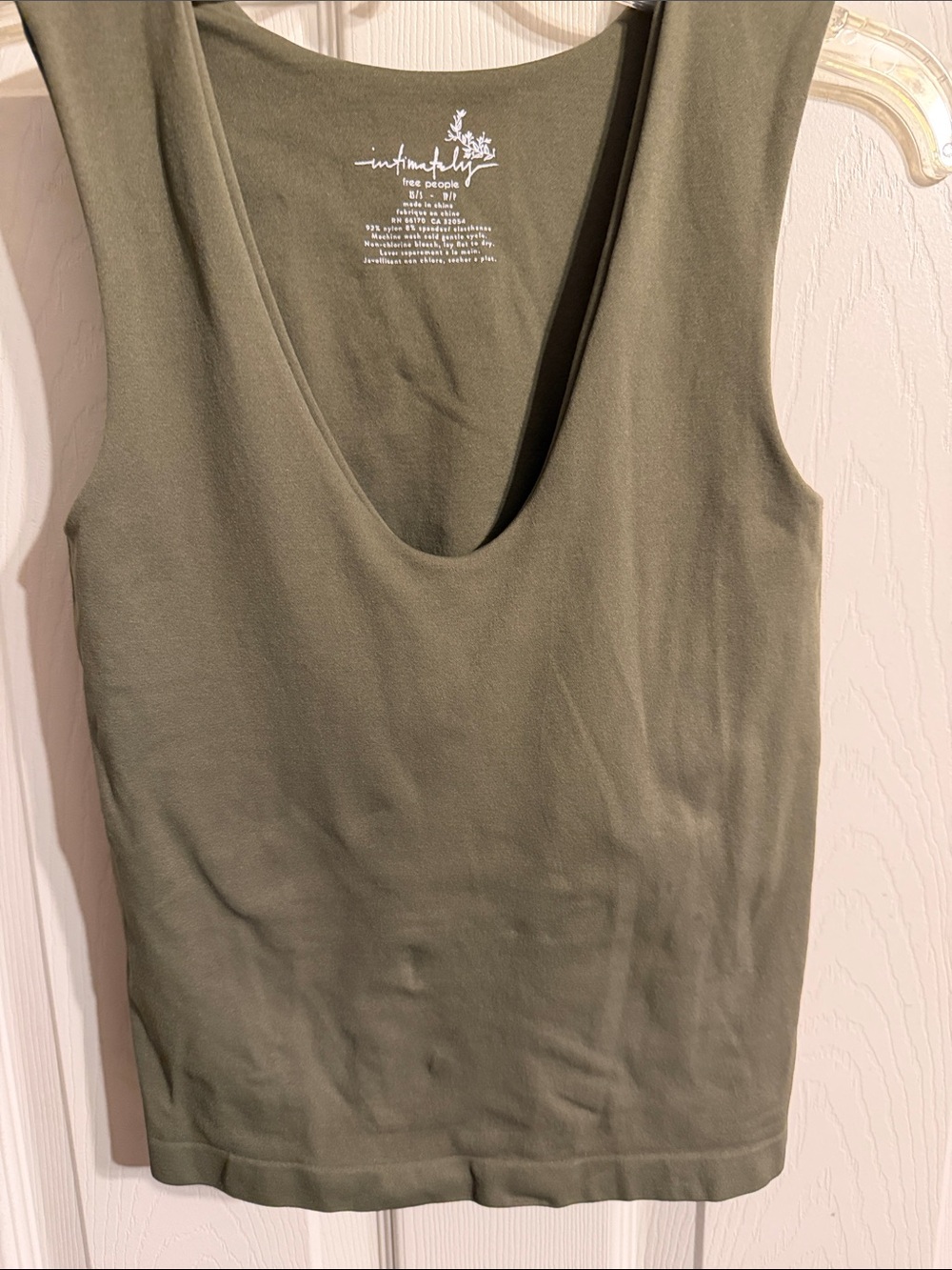 Free People Olive Green Deep Scoop Tank